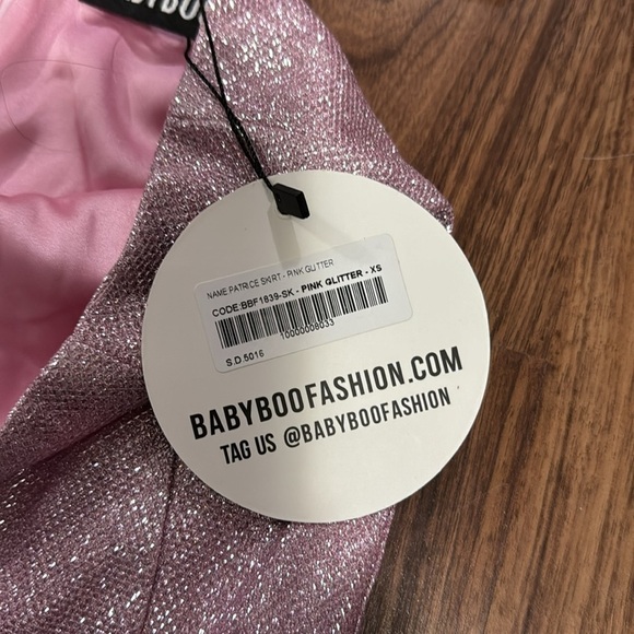 Babyboo two pink pink sparkly corset strapless top and high waisted mini skirt - Picture 3 of 3